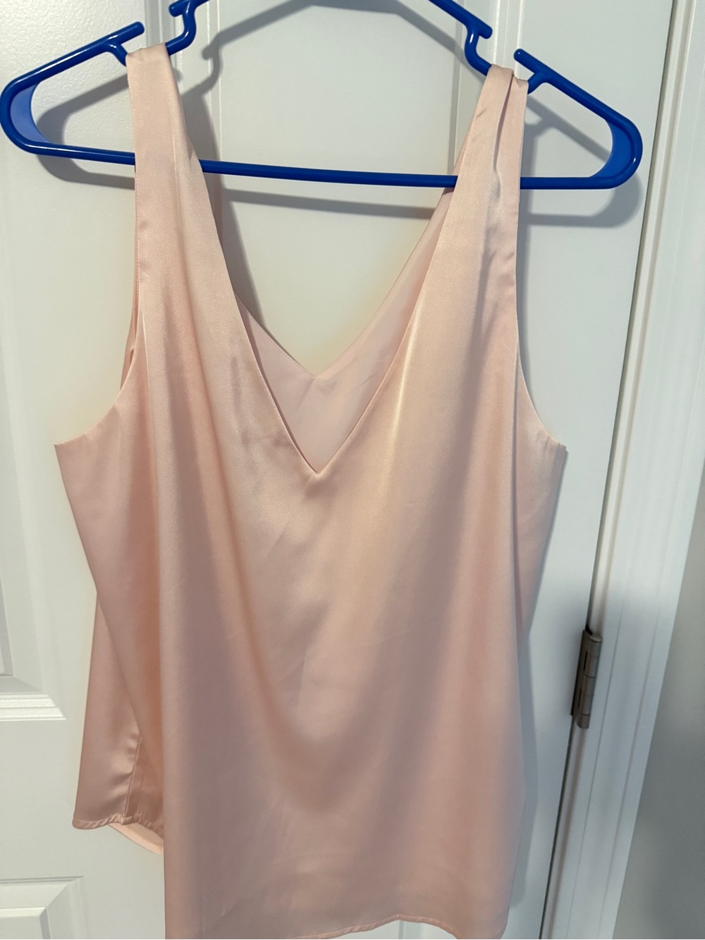 Amazon Satin V-Neck Cami Tank Top - Blush Pink